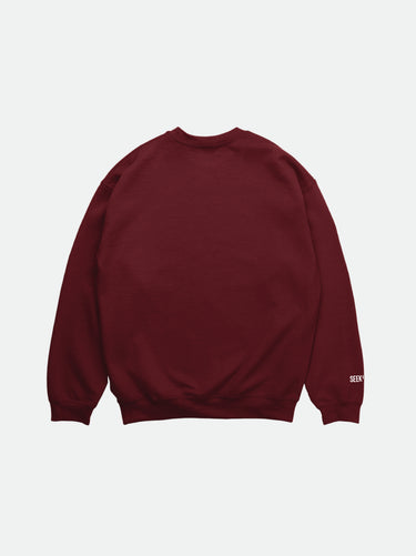 SEEKINGOD Lightborn Crewneck — Imperial Maroon